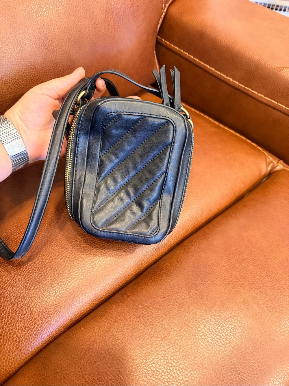 Black Quilted Leather Crossbody Bag
